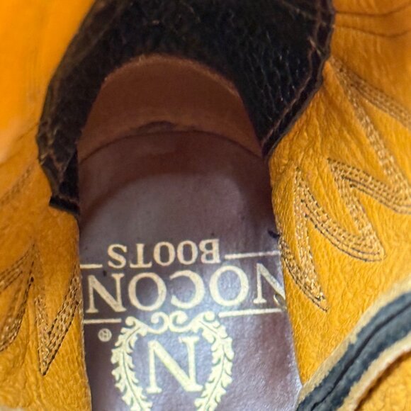 Vtg Nocona Leather Western Cowgirl Boots flame Stitching S 71/2 Rodeo chore USA - Picture 6 of 16